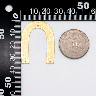 10pcs Raw Brass Brushed U Shaped Connectors With 4 Holes, Brass Findings Wholesale (RB-207)