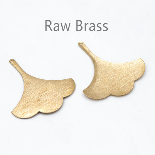 10pcs Raw Brass Brushed Leaf Charm Pendants 37x31.5mm, Brass Findings Wholesale (RB-213)