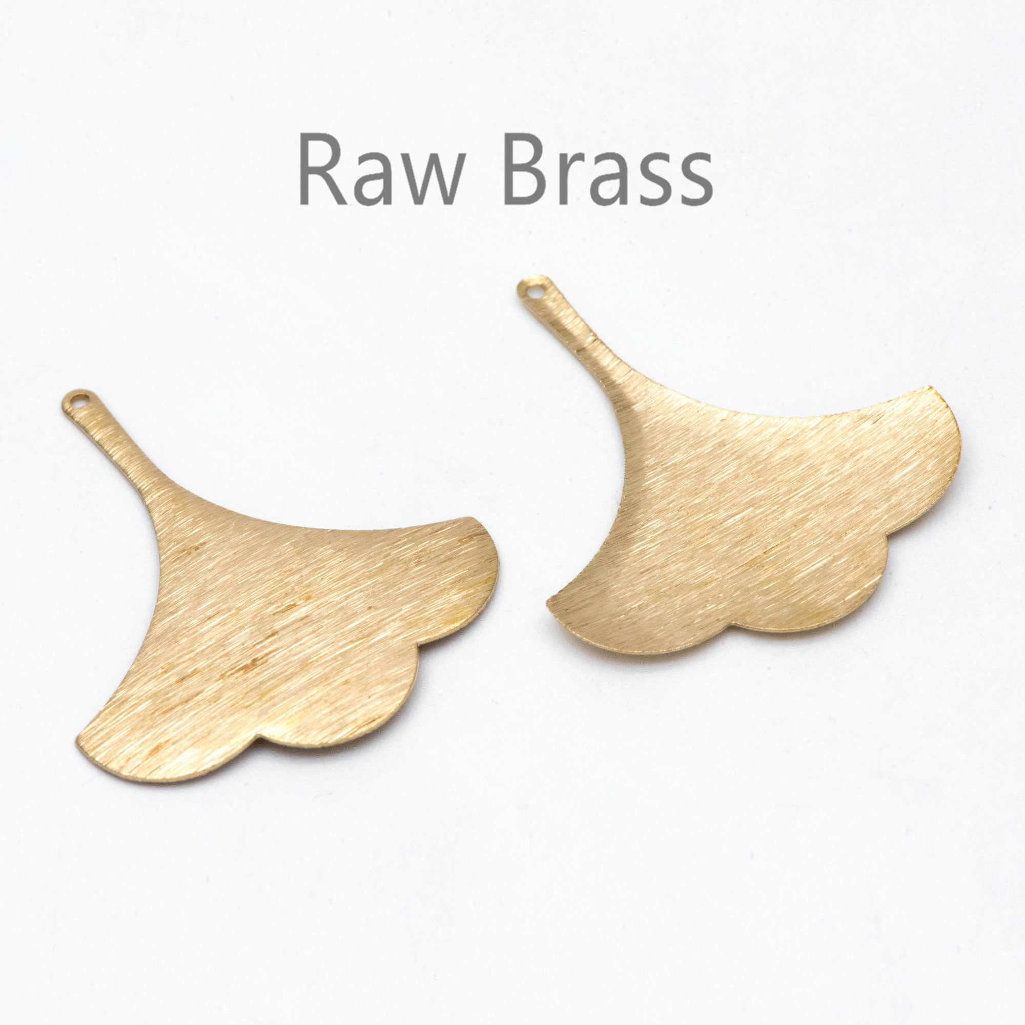 10pcs Raw Brass Brushed Leaf Charm Pendants 37x31.5mm, Brass Findings Wholesale (RB-213)