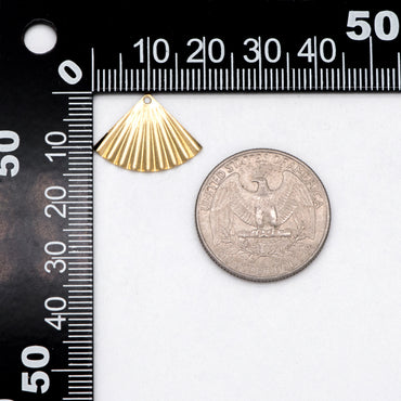 10pcs Raw Brass Fan Charm Pendants 14.5x20mm, Brass Findings Wholesale (RB-228)