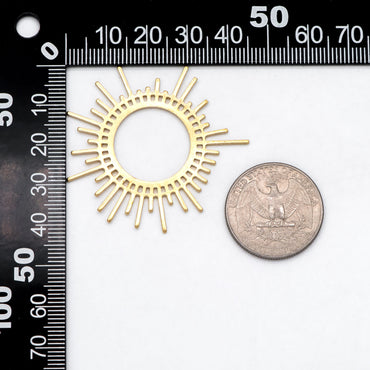 10pcs Raw Brass Sun Charm Pendants 45x42mm, Brass Findings Wholesale (RB-234)
