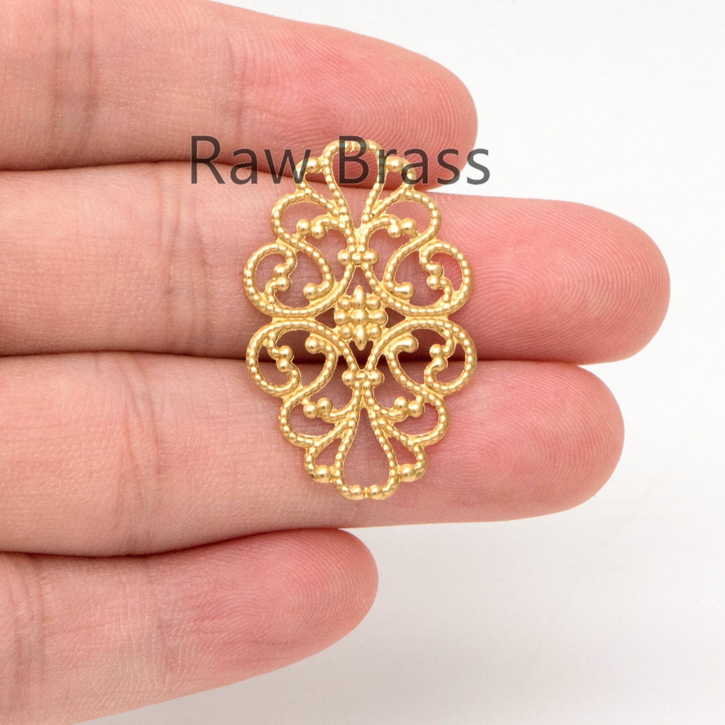 10pcs Raw Brass Filigree Charm Pendants 31.5x20mm, Brass Findings Wholesale (RB-197)