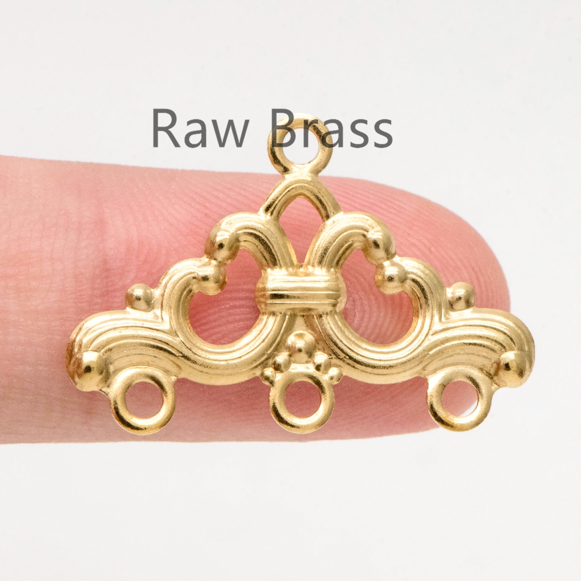20pcs Raw Brass Filigree Triangle Charm Connectors 17x25.5mm, Brass Earring Findings Wholesale (RB-201)