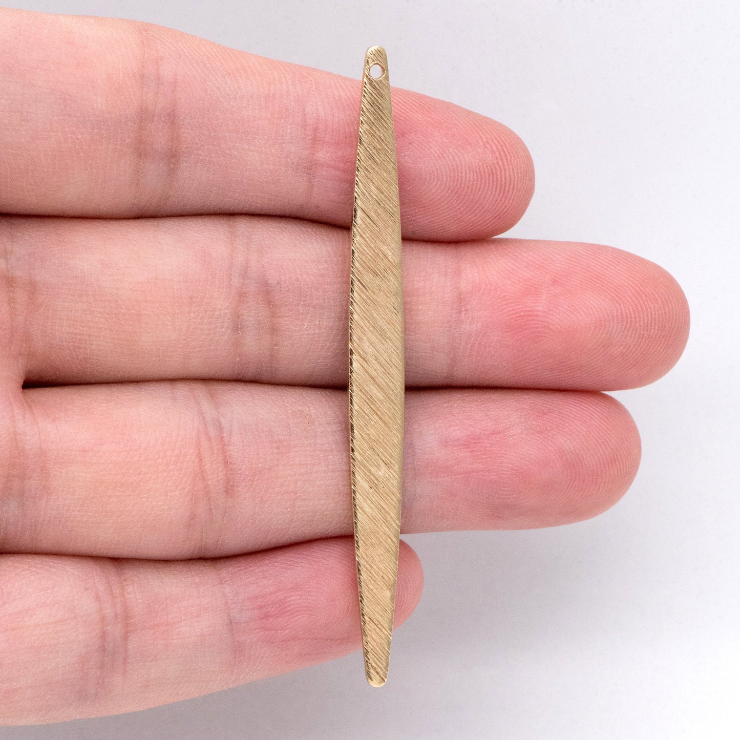 10pcs Raw Brass Long Leaf Charm Pendants 62x5.5mm, Brass Findings Wholesale (RB-242)