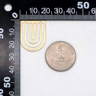 10pcs Raw Brass Half Oval Charm Connectors 25x20mm, Rainbow Shaped Brass Pendants Wholesale (RB-249)