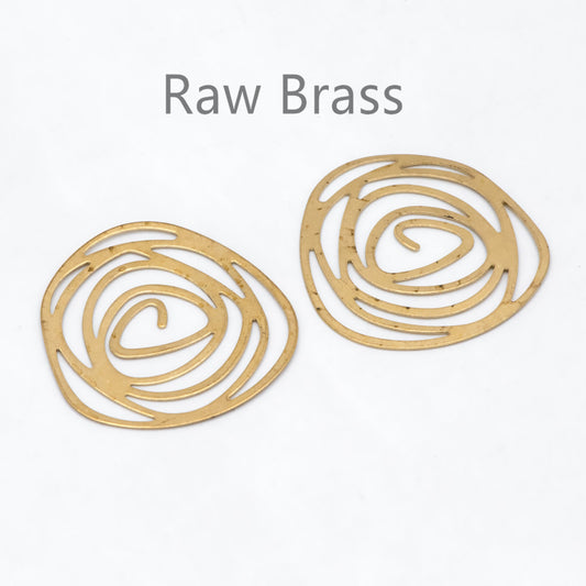 10pcs Raw Brass Hollow Charm Pendants 32x30mm, Brass Findings Wholesale (RB-251)