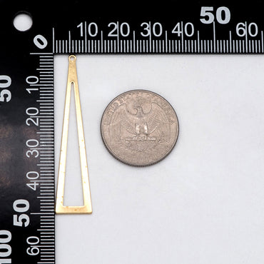 10pcs Raw Brass Long Triangle Link Charms 50x11mm, Brass Geometric Pendants (RB-254)
