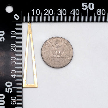 10pcs Raw Brass Long Triangle Link Charms 50x11mm, Brass Geometric Pendants (RB-254)