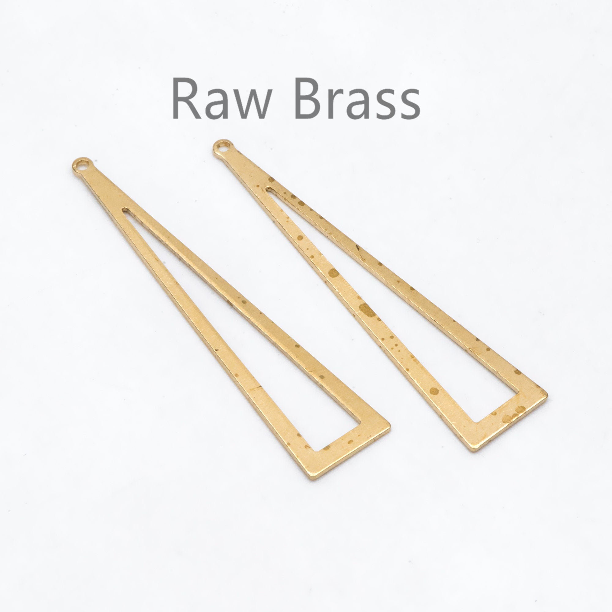 10pcs Raw Brass Long Triangle Link Charms 50x11mm, Brass Geometric Pendants (RB-254)