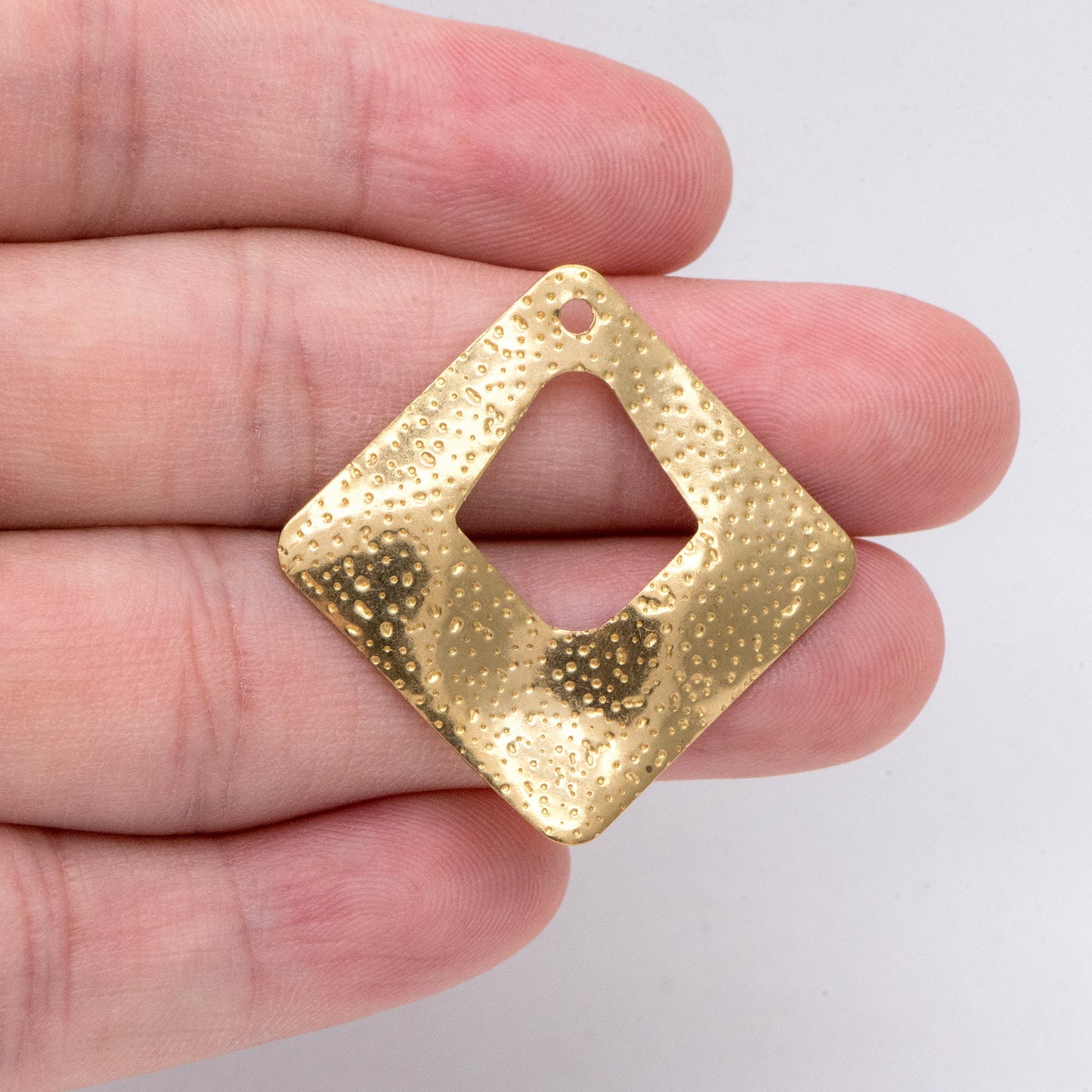 10pcs Raw Brass Rhombus Charm Pendants, Brass Findings Wholesale (RB-256)