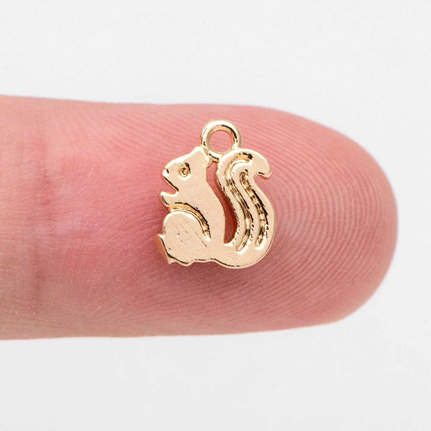 10pcs Gold Squirrel Charm Pendants 12mm, Real Gold plated Brass, Color Not Easily Tarnish (GB-375)