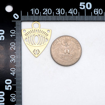 10pcs Raw Brass Evil Eye Charms, Brass Triangle Pendant Wholesale (RB-265)