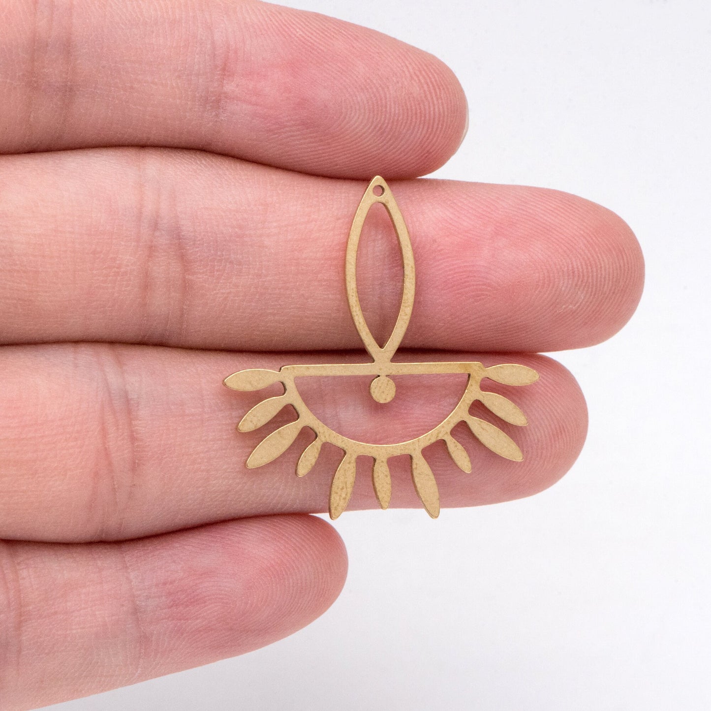 10pcs Raw Brass Half Sun Charm Pendants 30x28mm, Brass Findings Wholesale (RB-269)