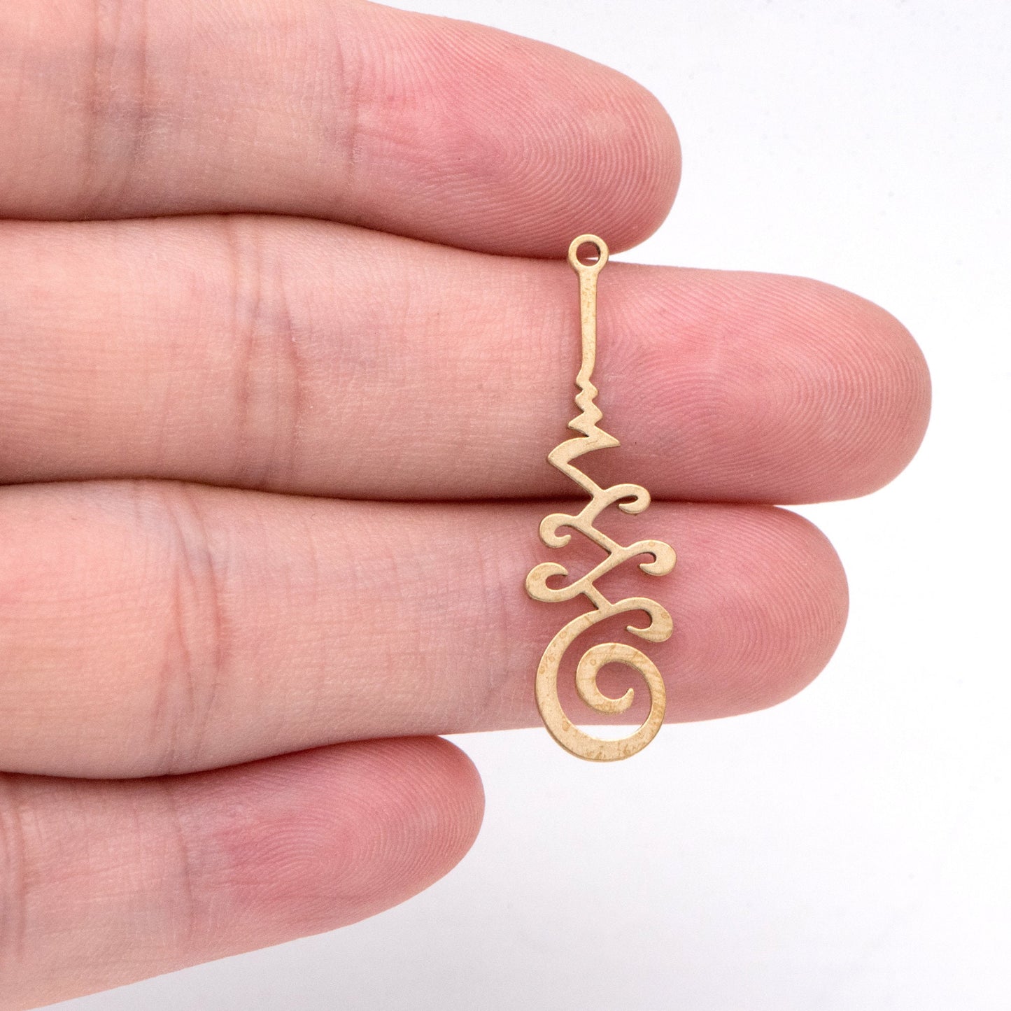 10pcs Raw Brass Flower Charm Pendants 33x10mm, Brass Findings Wholesale (RB-257)