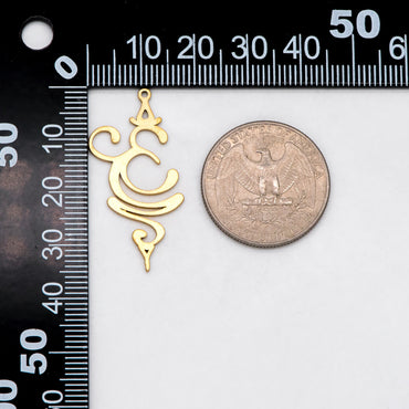 10pcs Raw Brass Number 3 Charm Pendants 34.5x17.5mm, Brass Findings Wholesale (RB-258)