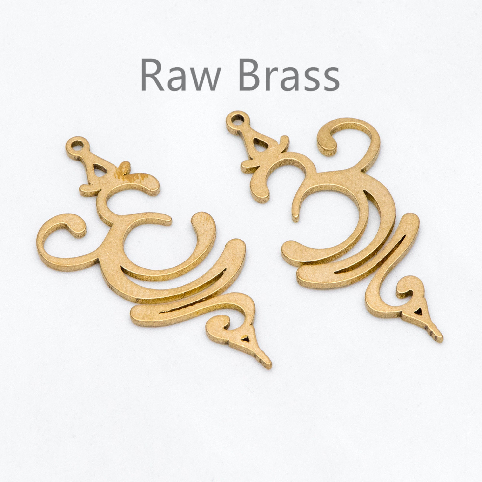 10pcs Raw Brass Number 3 Charm Pendants 34.5x17.5mm, Brass Findings Wholesale (RB-258)