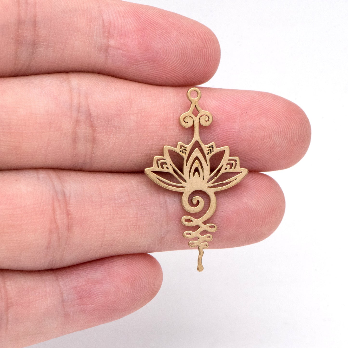 10pcs Raw Brass Flower Charm Pendants 32.5x19mm, Brass Findings Wholesale (RB-259)