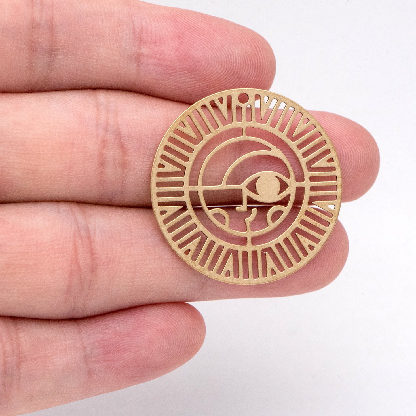 10pcs Raw Brass Hollow Round Charm Pendants 30mm, Brass Findings Wholesale (RB-287)