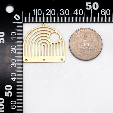 10pcs Raw Brass Domed Charm Connectors 29x30mm, Brass Findings Wholesale (RB-288)