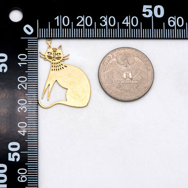 10pcs Raw Brass Cat Charm Pendants 31x25mm, Brass Findings Wholesale (RB-295)