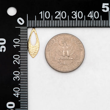 10pcs Gold Long Teardrop Charms 19x7mm, Rustic Leaf Earring Pendants (GB-265-C)