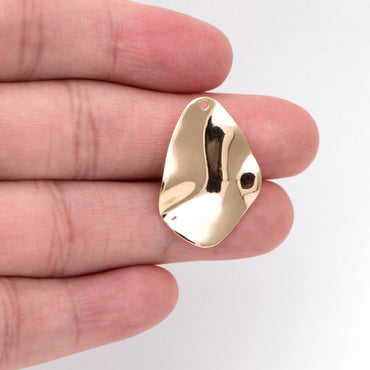 10pcs Gold Hammered Teardrop Charms 25x18mm, Unique Water Drop Pendants (GB-402-I)
