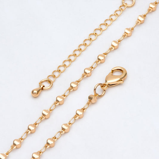 Gold plated Brass Bead Chains, Finished Bracelet/ Anklet/ Necklace with Extender Chain, Ready to Wear (#LK-397)
