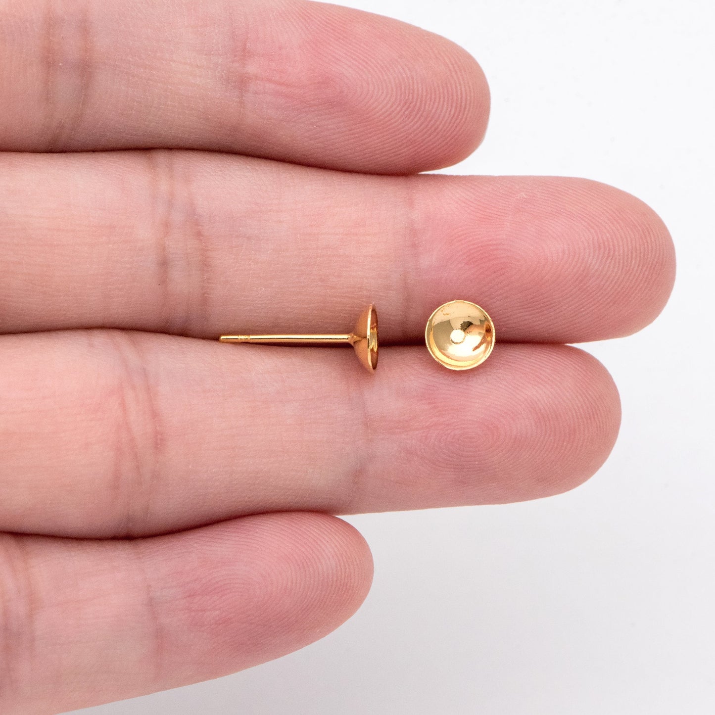 20pcs Gold Plated Ear Posts with 6mm Cup - DIY Jewelry Making (GB-3046)