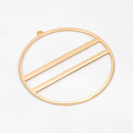 4pcs Gold Round Circle Pendants 45.5x43mm, 18K Gold plated Brass, Geometric Ring Loop Hoop Charms (GB-3055)