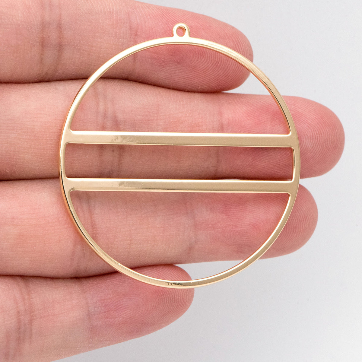 4pcs Gold Round Circle Pendants 45.5x43mm, 18K Gold plated Brass, Geometric Ring Loop Hoop Charms (GB-3055)