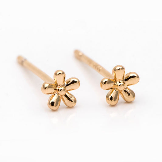 10pcs Gold/ Silver Flower Ear Posts 4mm, Gold/ Rhodium Plated Brass Stud Earrings, DIY Ear Findings (GB-4217-B)