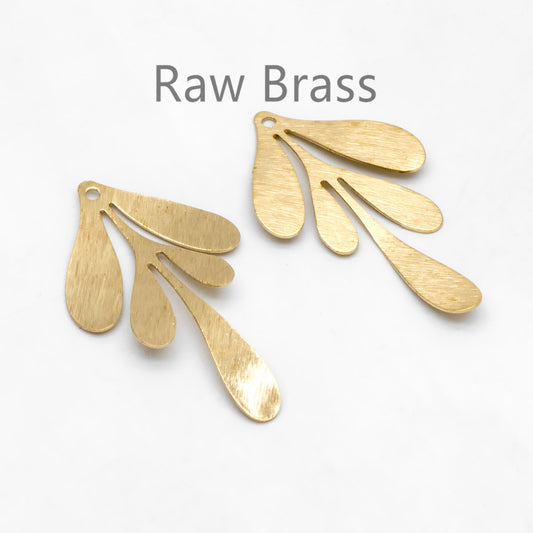 10pcs Raw Brass Brushed Leaf Charm Pendants 46x27mm, Brass Findings Wholesale (RB-300)