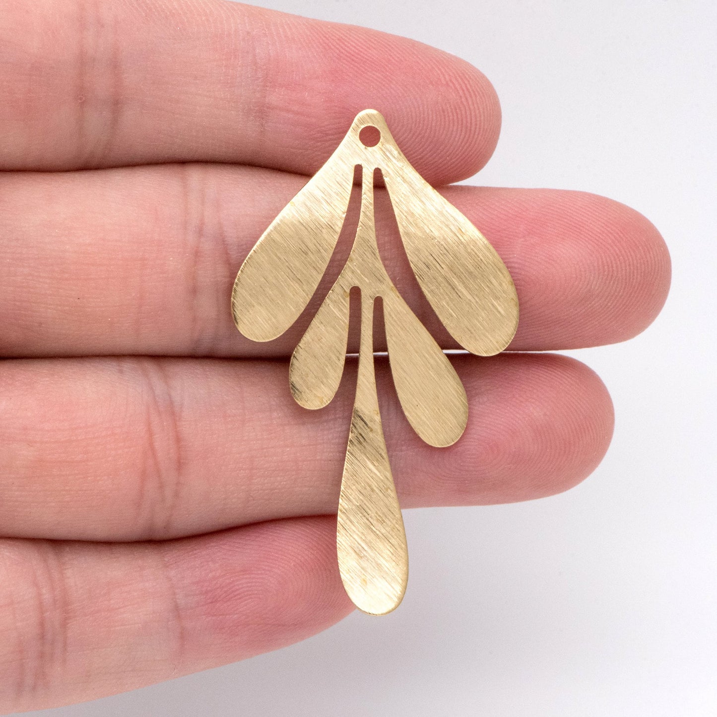 10pcs Raw Brass Brushed Leaf Charm Pendants 46x27mm, Brass Findings Wholesale (RB-300)