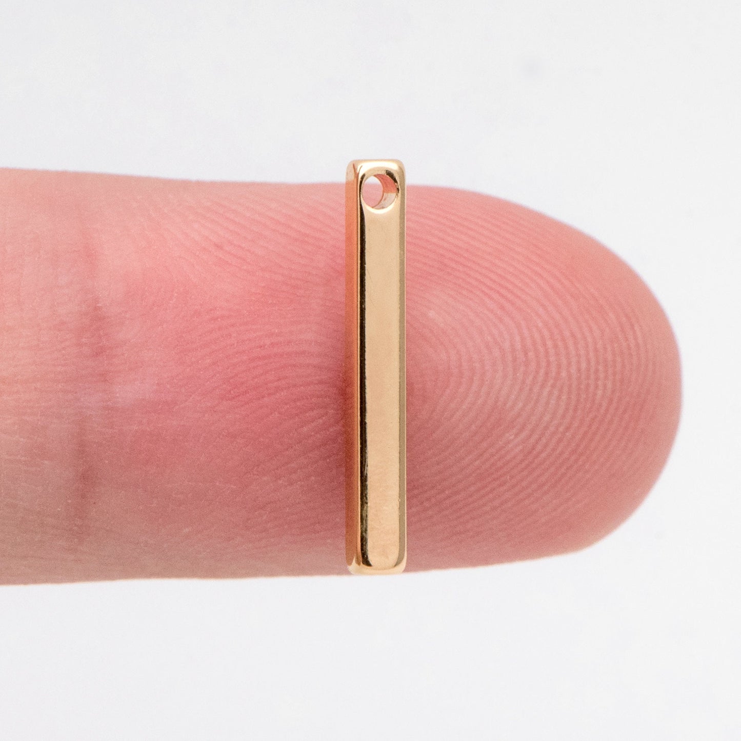 10pcs Gold plated Brass Stick Bar Beads Charms 15mm (GB-036)