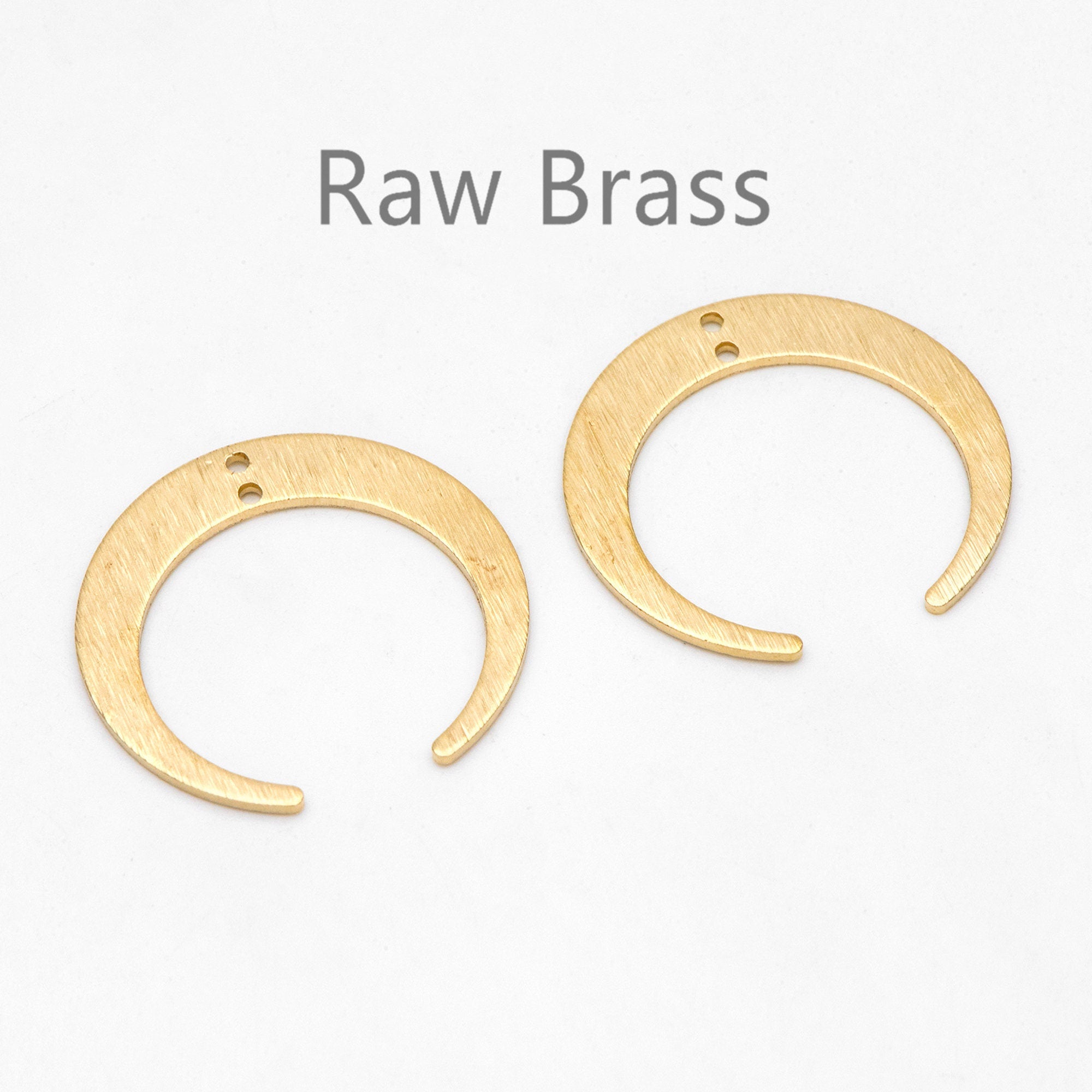 10pcs Raw Brass Moon Charm Pendants 27x28mm, Brass Findings Wholesale (RB-301)