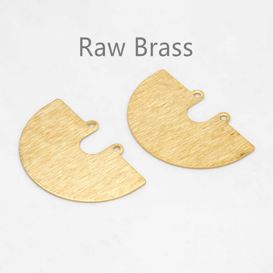 10pcs Raw Brass Semicircle Charm Connectors 33x22mm, Brass Findings Wholesale (RB-307)