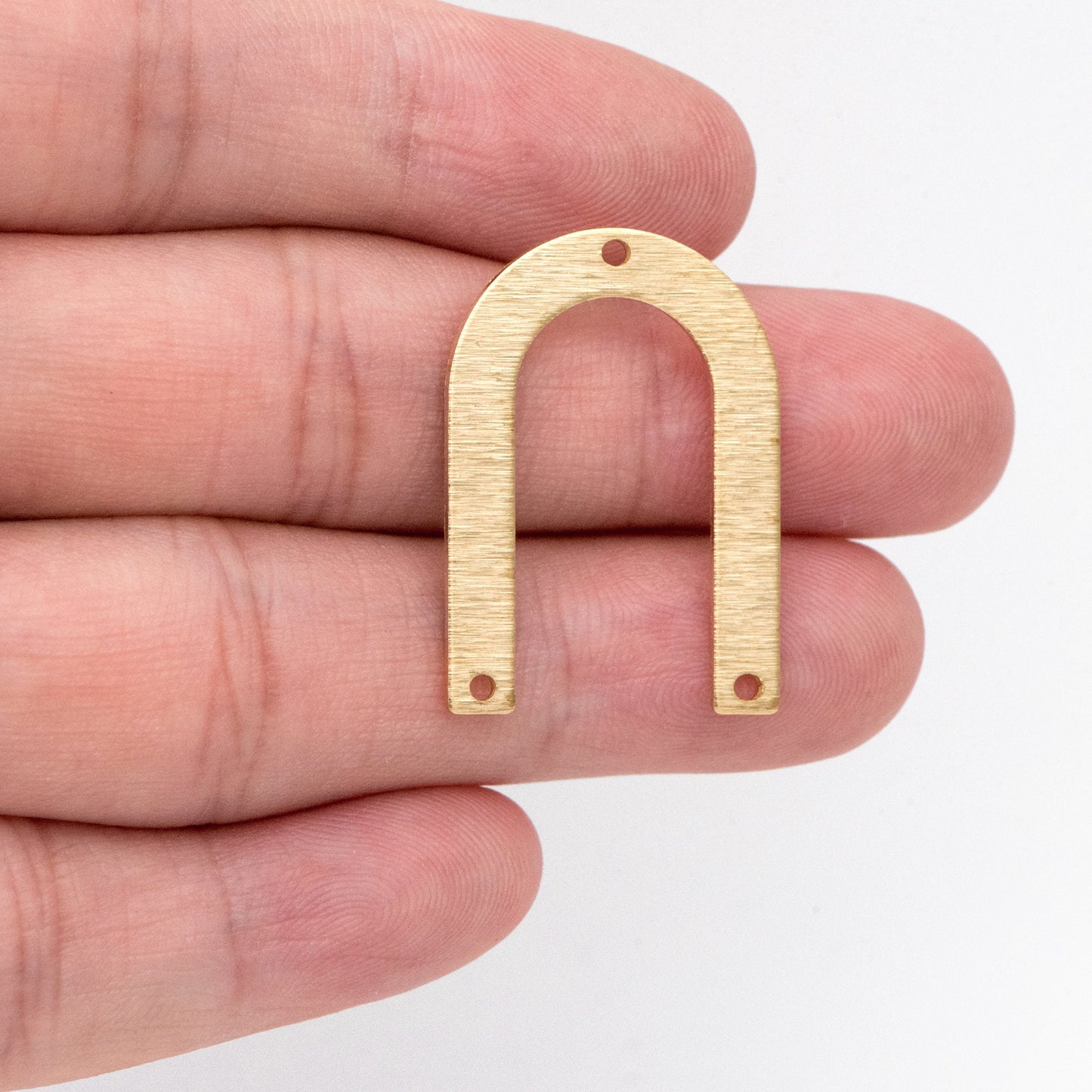 10pcs Raw Brass Brushed U Shaped Connectors With 3 Holes, Brass Findings Wholesale (RB-308)