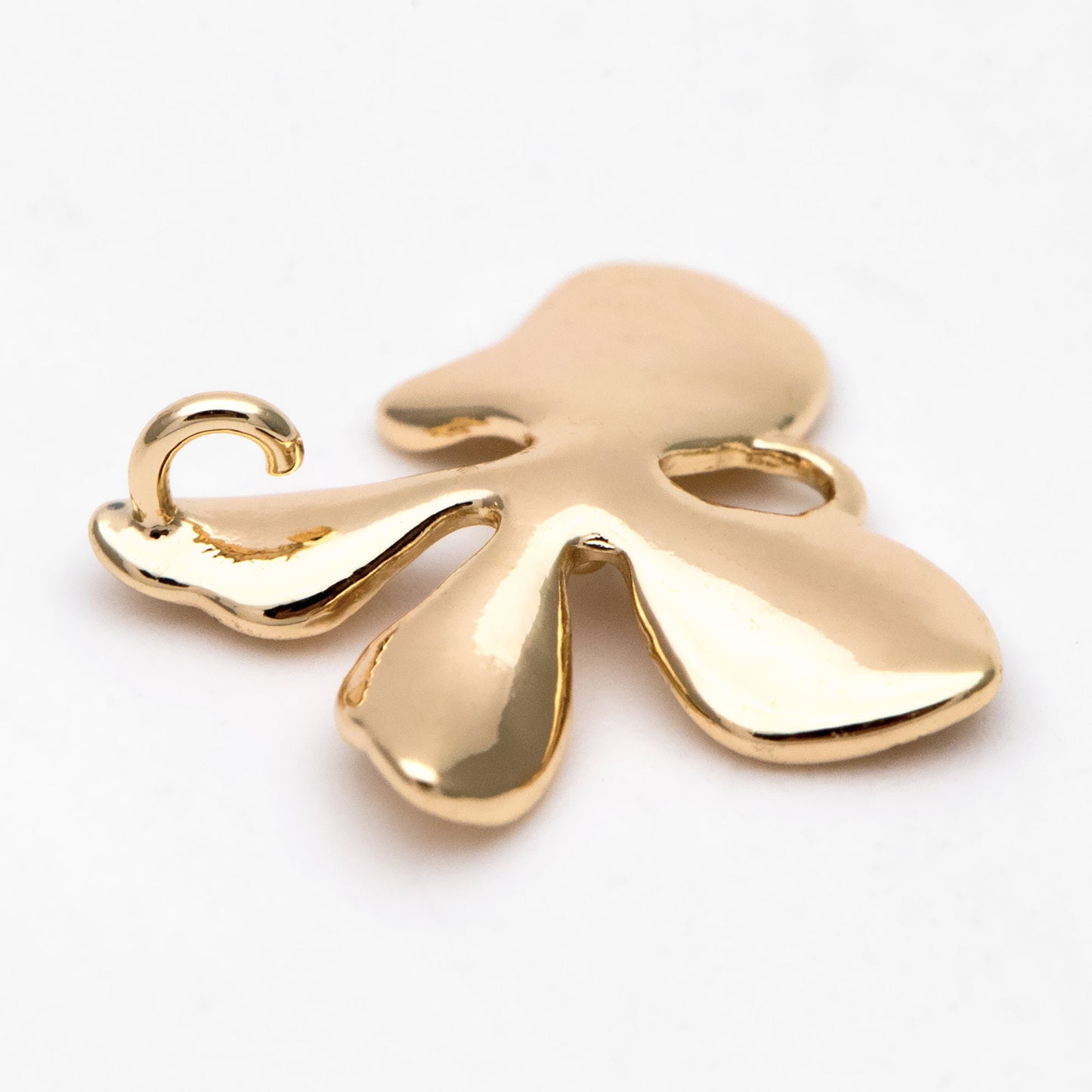 10pcs Gold Flower Charms with 2 Loops, Real Gold plated Brass, Floral Connectors 18mm (GB-4391-B)