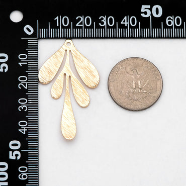 10pcs Gold Brushed Leaf Charm 46x27mm, Real Gold plated Brass, Lead Nickel Free (GB-467-B)