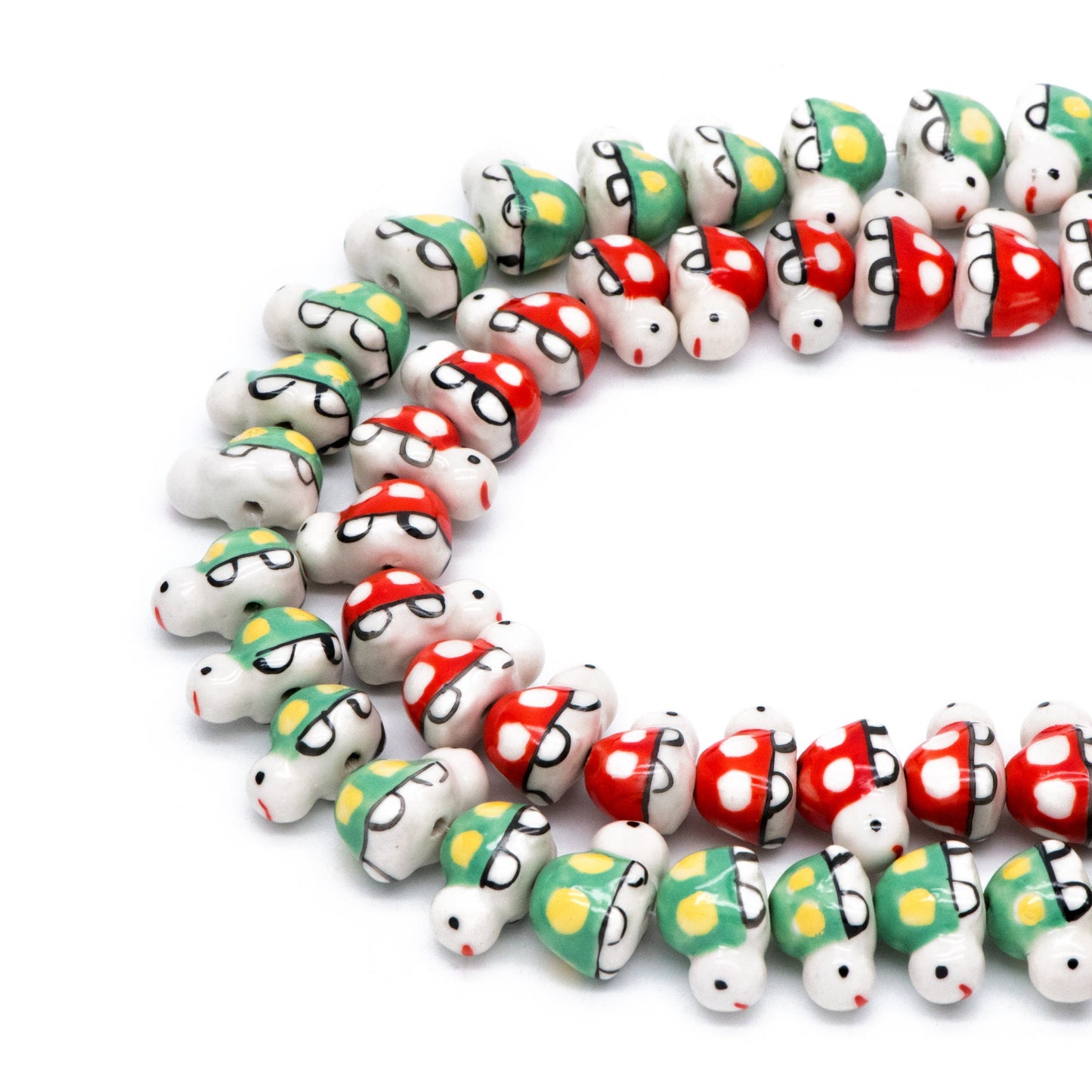 10pcs Ceramic Turtle Beads, Kawaii Porcelain Tortoise, Animal Beads for Bracelets, Drilled Through Large Hole -(TC-170)