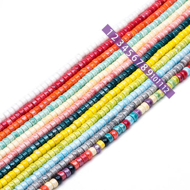 60pcs Ceramic Cylinder Rondelle Beads, 6x4mm, Shiny Glossy Glazed Ceramic Porcelain Beads, Jewelry Making DIY Crafts (TC-165)