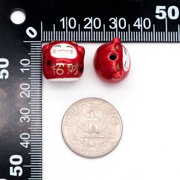 10 beads- Porcelain Lucky Cat beads 16mm, Handmade Ceramic Maneki Neko, Kawaii Animal Beads, means "Make more money" (TC-161)