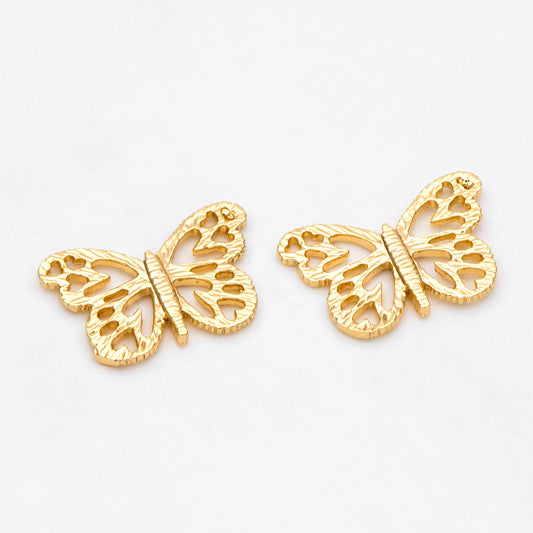 4pcs Gold/ Silver plated Brass Butterfly Charm Pendants 15.5x10mm, Jewelry Findings Wholesale Supplies (GB-3561-P)