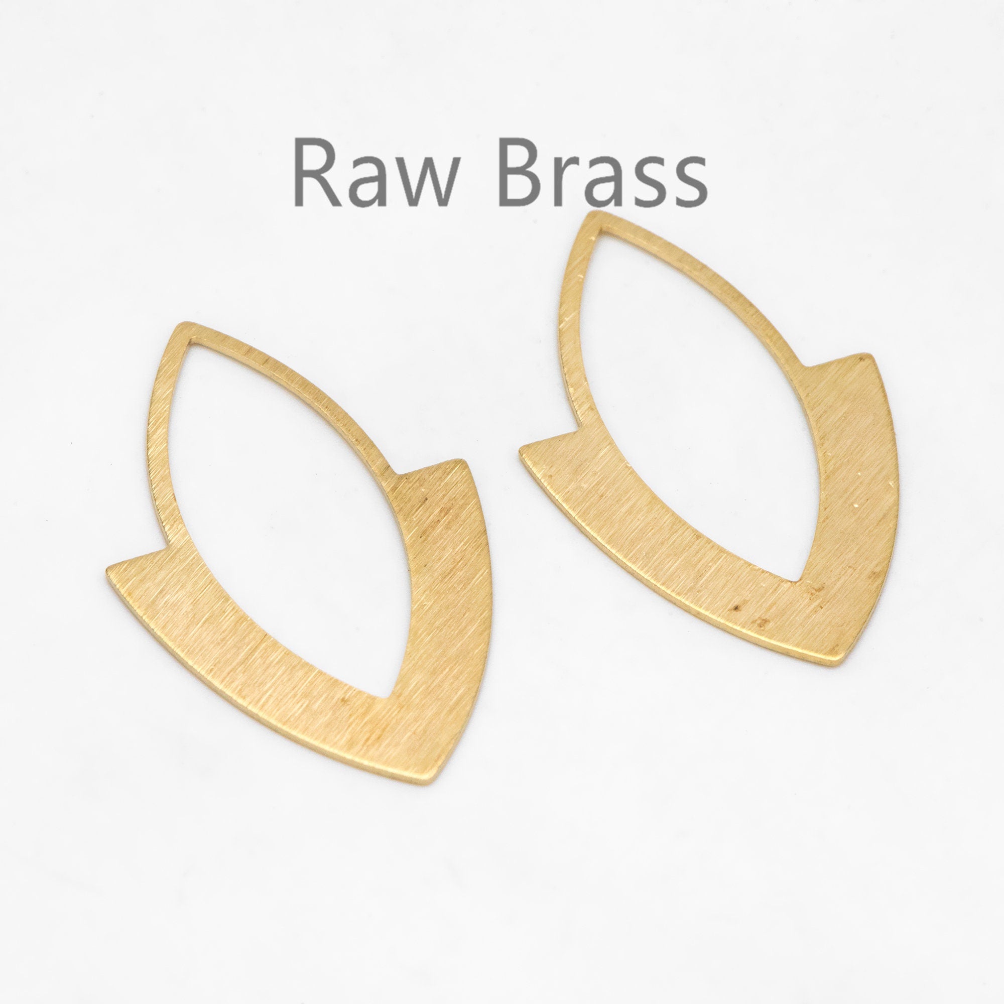 10pcs Raw Brass Marquise Charm, Textured Pendant, 34x21mm, Brass Findings Wholesale (RB-305)