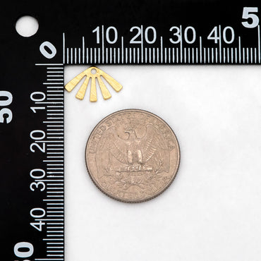 20pcs Raw Brass Brushed Sun Charms 15x10mm, Solid Brass Fan Pendants Wholesale (RB-306)