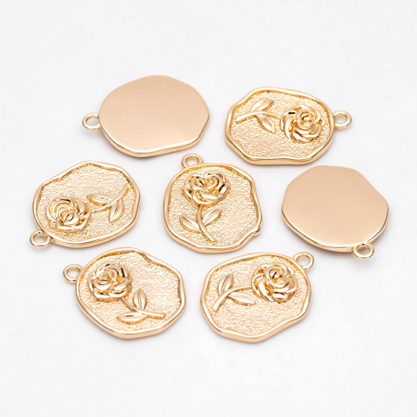 4pcs Gold Rose Charms 17x13mm, 18K Gold plated Brass, Floral Earring Pendants (GB-1281-A)