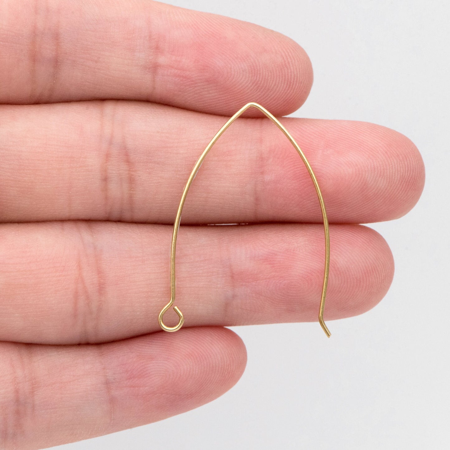 20pcs Raw Brass Earring Hooks 32mm Large, Ear Wire Findings Wholesale (RB-311)