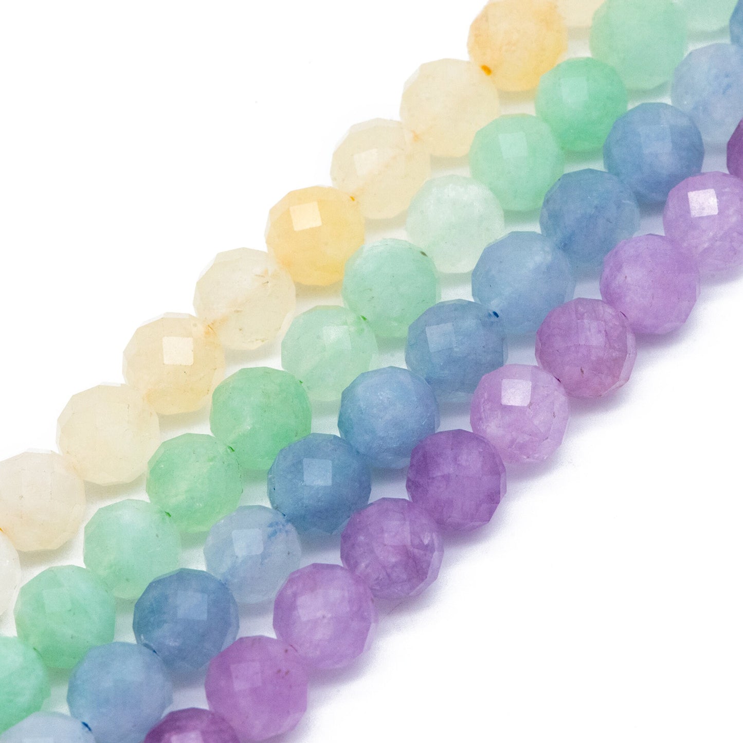 8mm Faceted Round Quartz Beads, Gemstone Beads, Full 15 inch strands (TR-025)