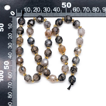 6/8mm Natural Gray Fire Agate Beads, Faceted Energy Prism Cut Gemstone Beads, Full 14.5 inch strands (TR-029)