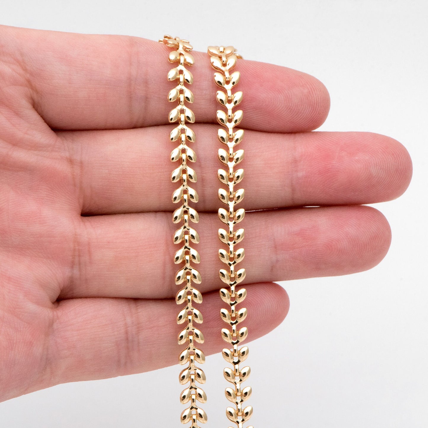 Gold plated Brass Chevron Leaf Chain 5.3mm, Decorative Herringbone Chain, Arrow Designer Chain (#LK-568)/ 1 Meter=3.3ft